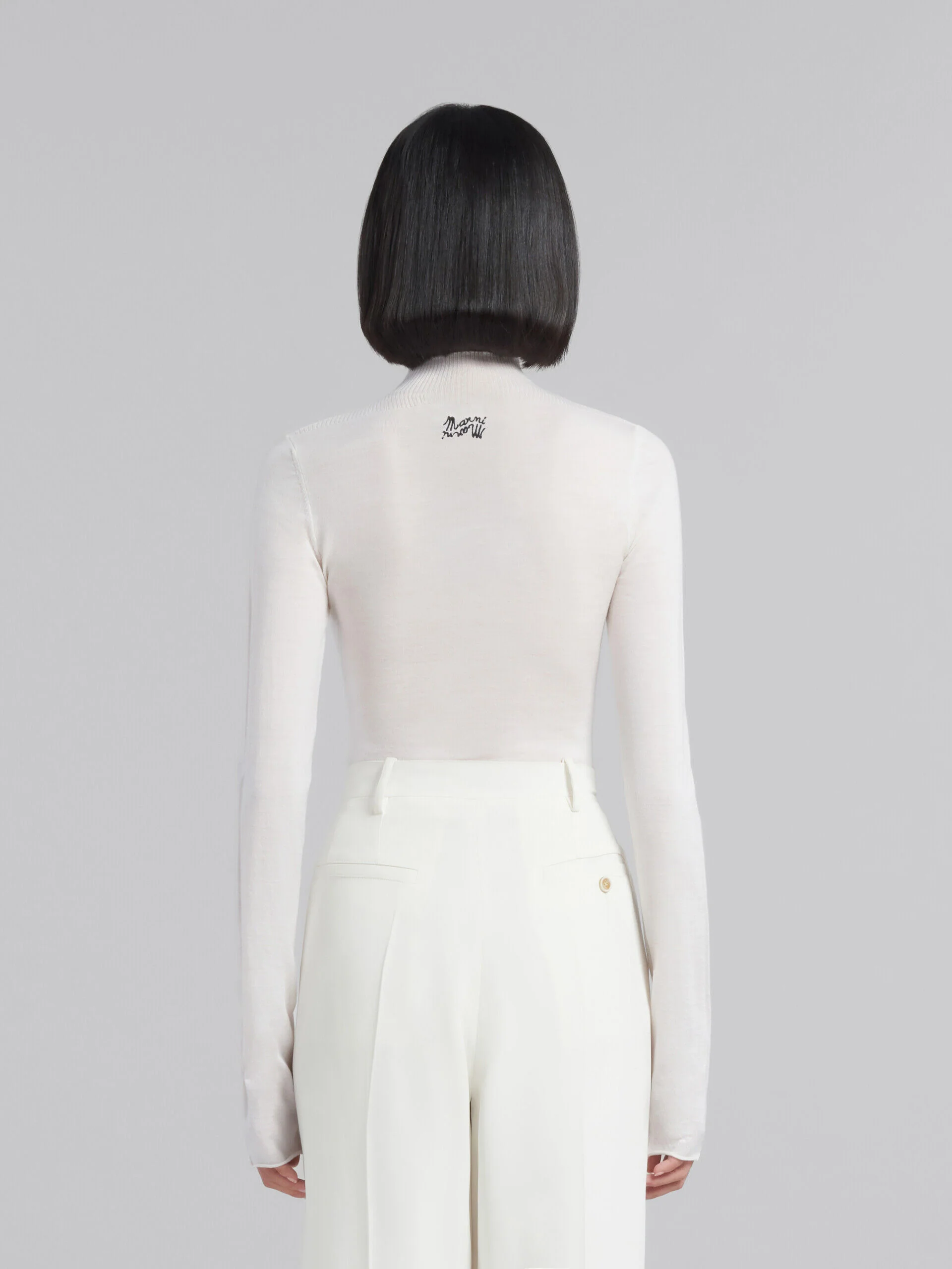 MARNI WOMEN'S LILY WHITE FITTED TURTLENECK SWEATER - Image 3