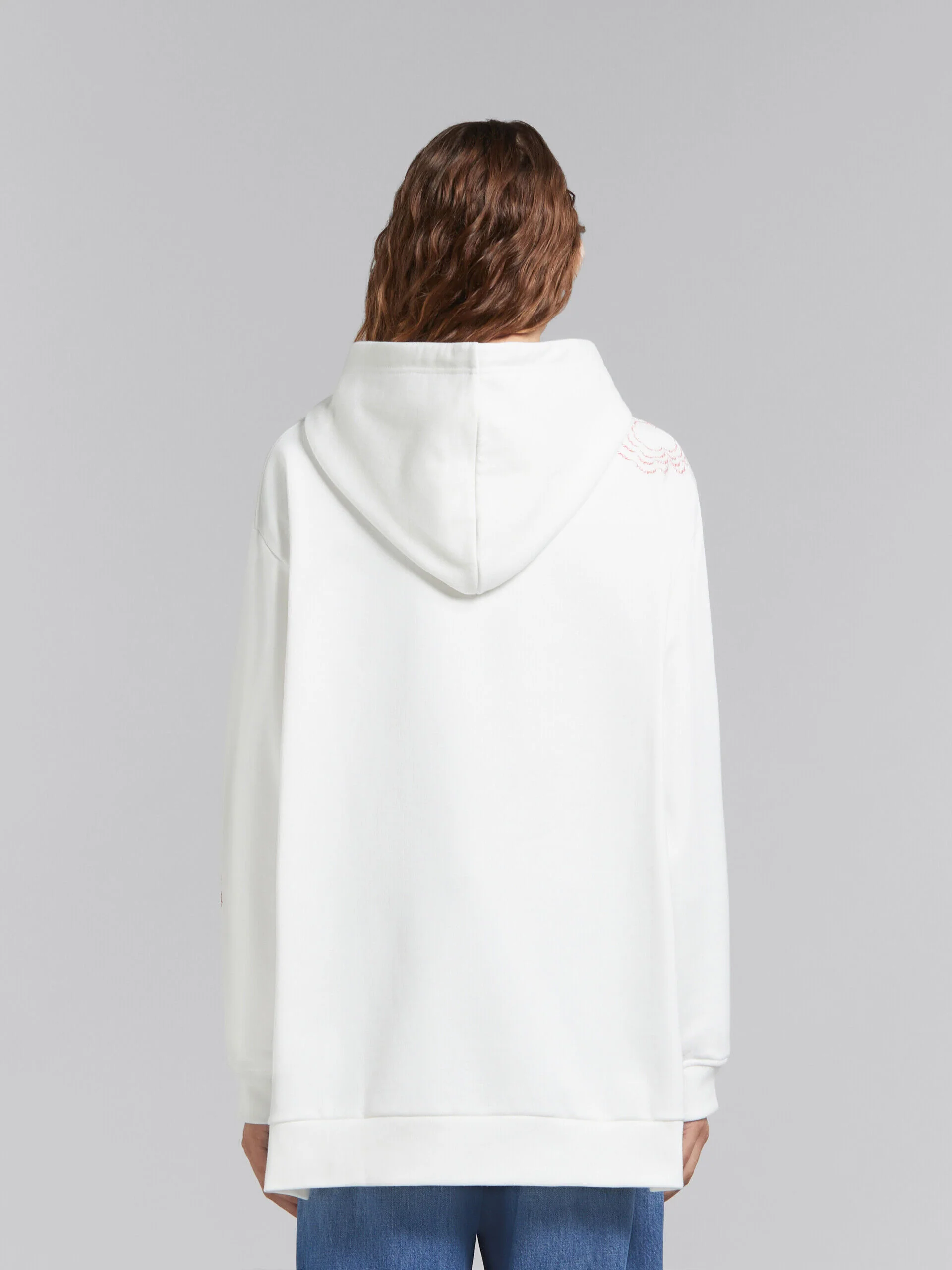 MARNI WOMEN'S NATURAL WHITE FLORAL EMBROIDERED HOODIE - Image 3