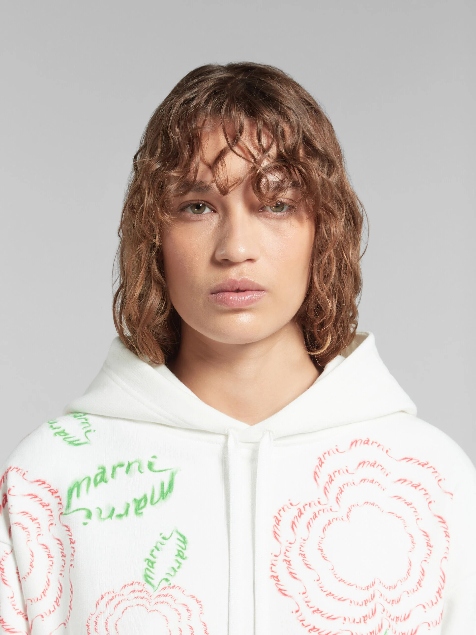 MARNI WOMEN'S NATURAL WHITE FLORAL EMBROIDERED HOODIE - Image 4
