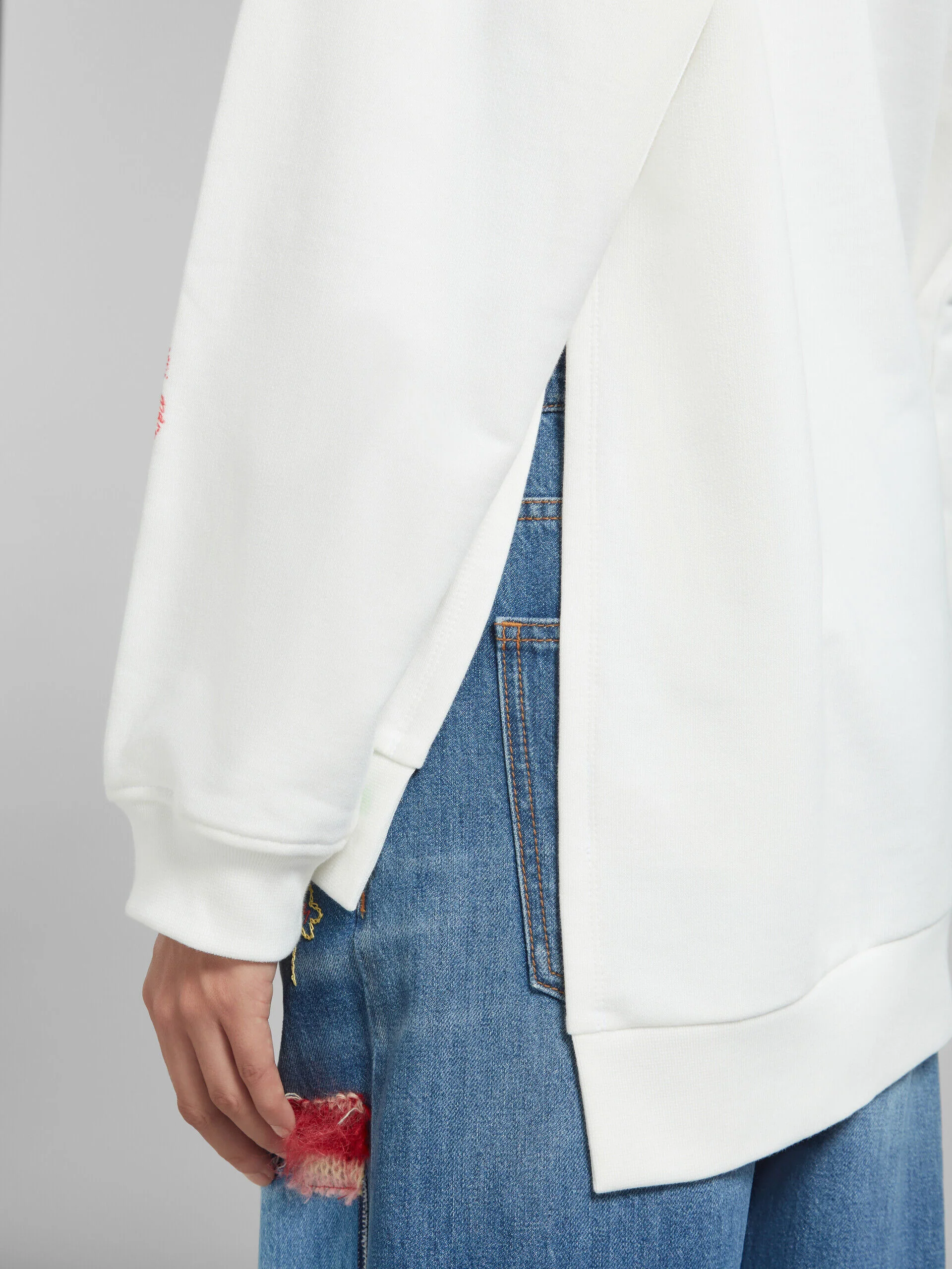 MARNI WOMEN'S NATURAL WHITE FLORAL EMBROIDERED HOODIE - Image 5