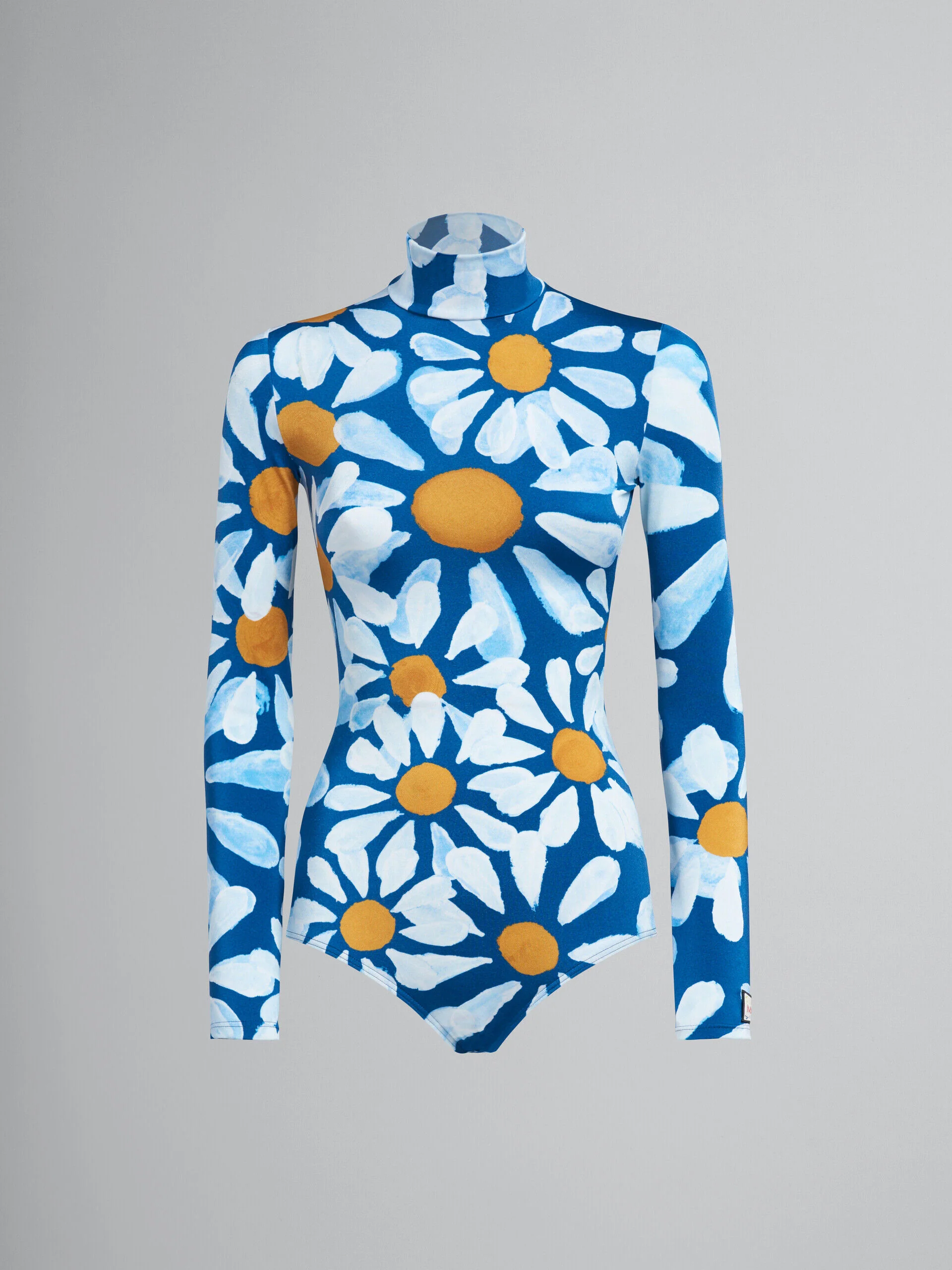 MARNI WOMEN'S BLUE FLORAL LONG-SLEEVE SWIMSUIT