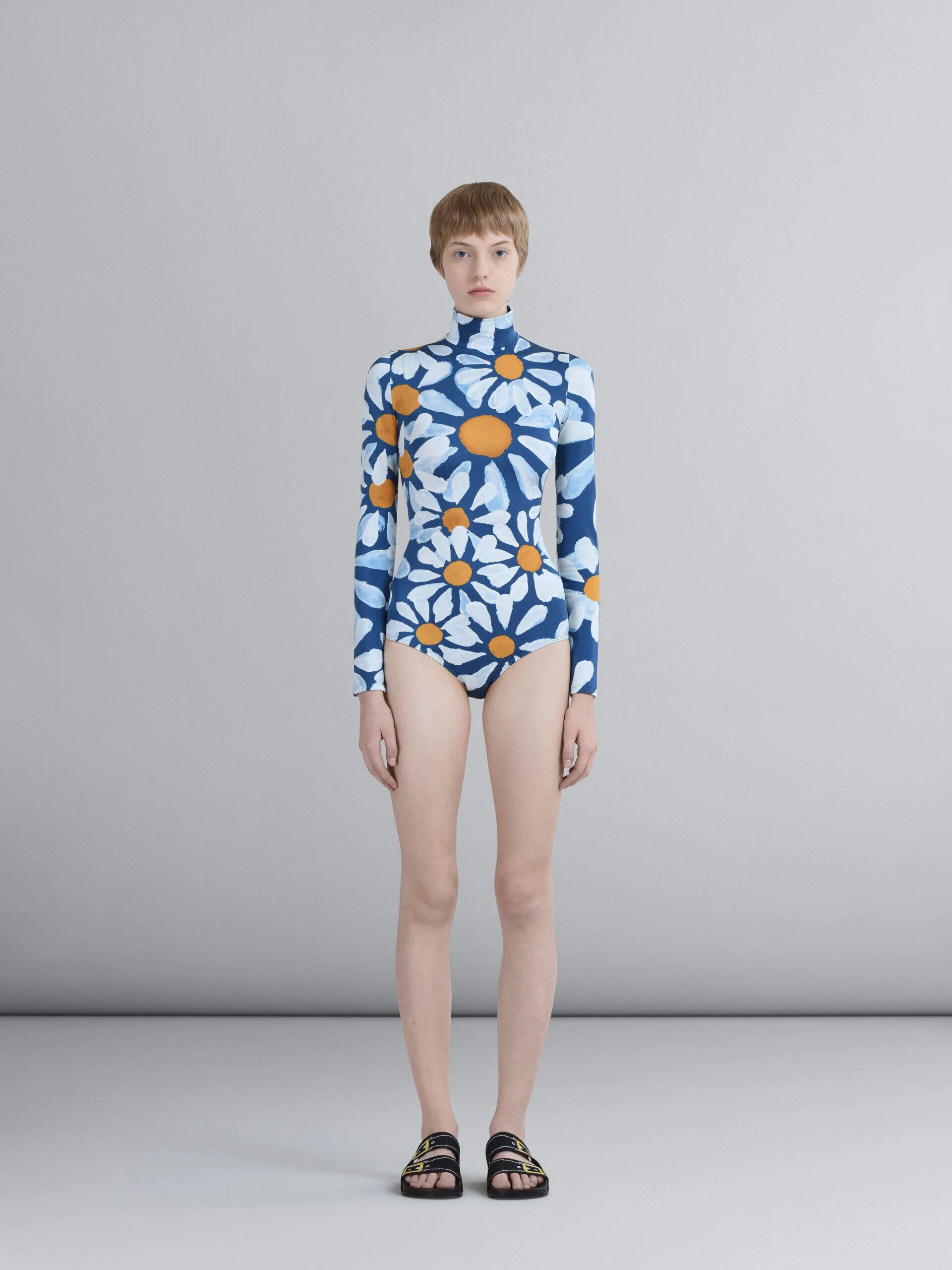 MARNI WOMEN'S BLUE FLORAL LONG-SLEEVE SWIMSUIT - Image 2