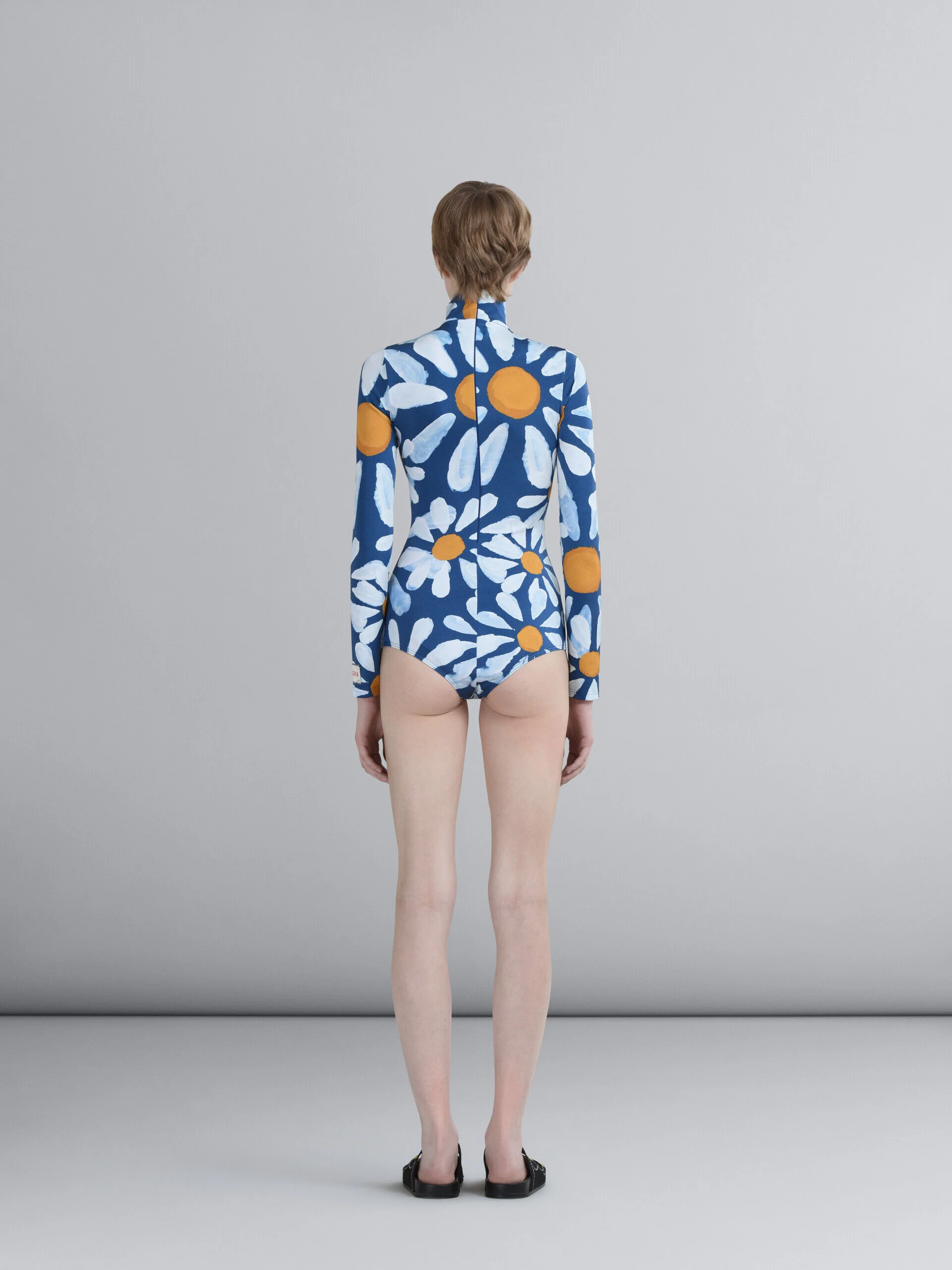 MARNI WOMEN'S BLUE FLORAL LONG-SLEEVE SWIMSUIT - Image 3