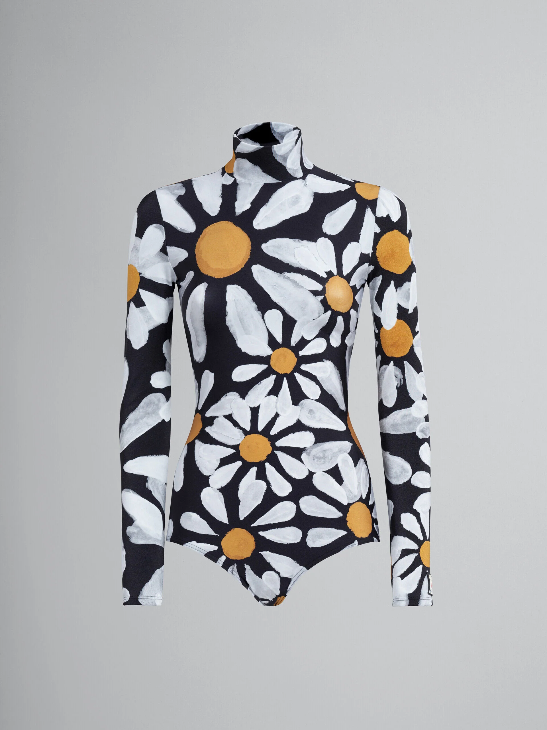 MARNI WOMEN'S BLACK FLORAL LONG-SLEEVE SWIMSUIT