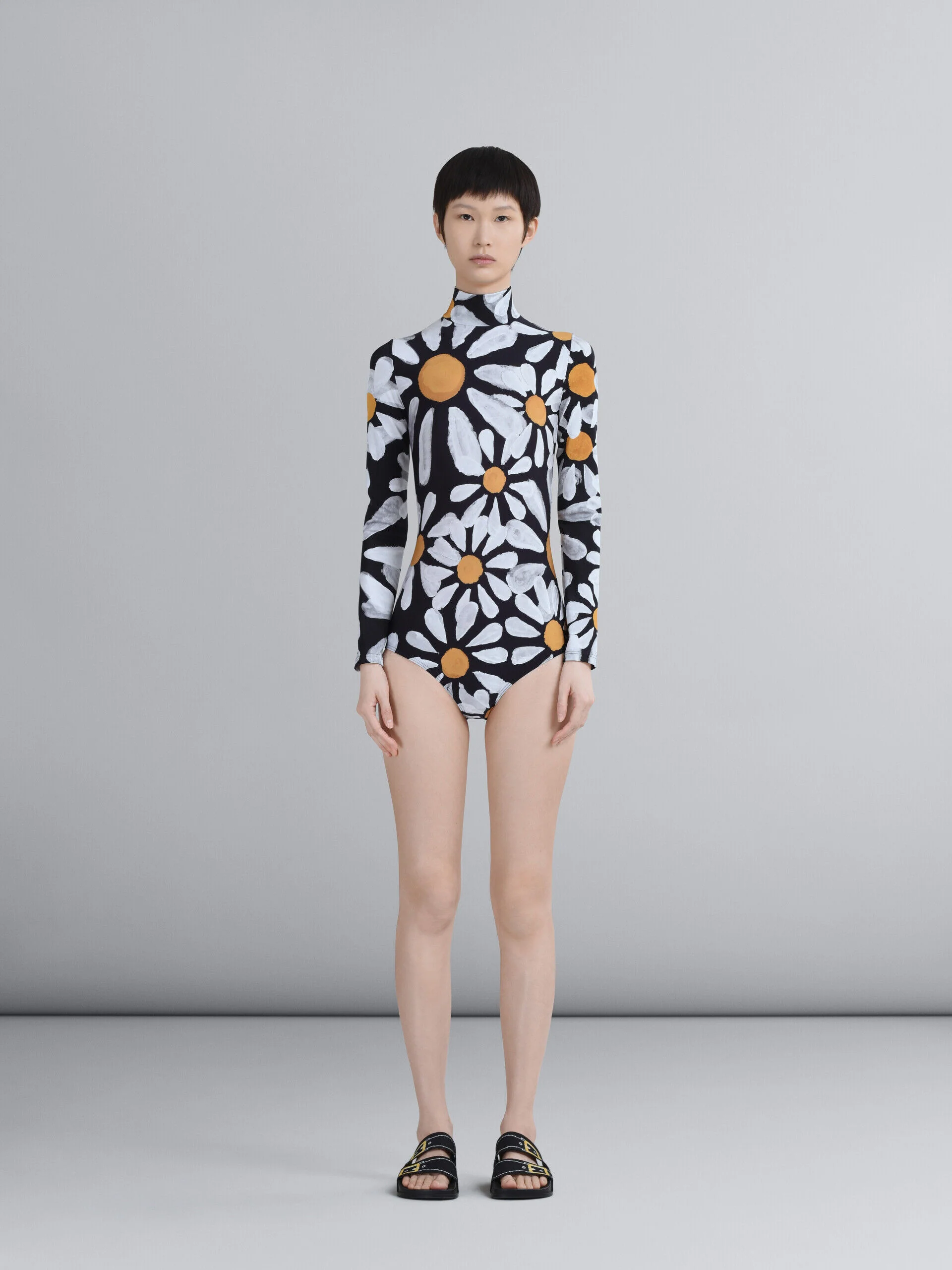 MARNI WOMEN'S BLACK FLORAL LONG-SLEEVE SWIMSUIT - Image 2