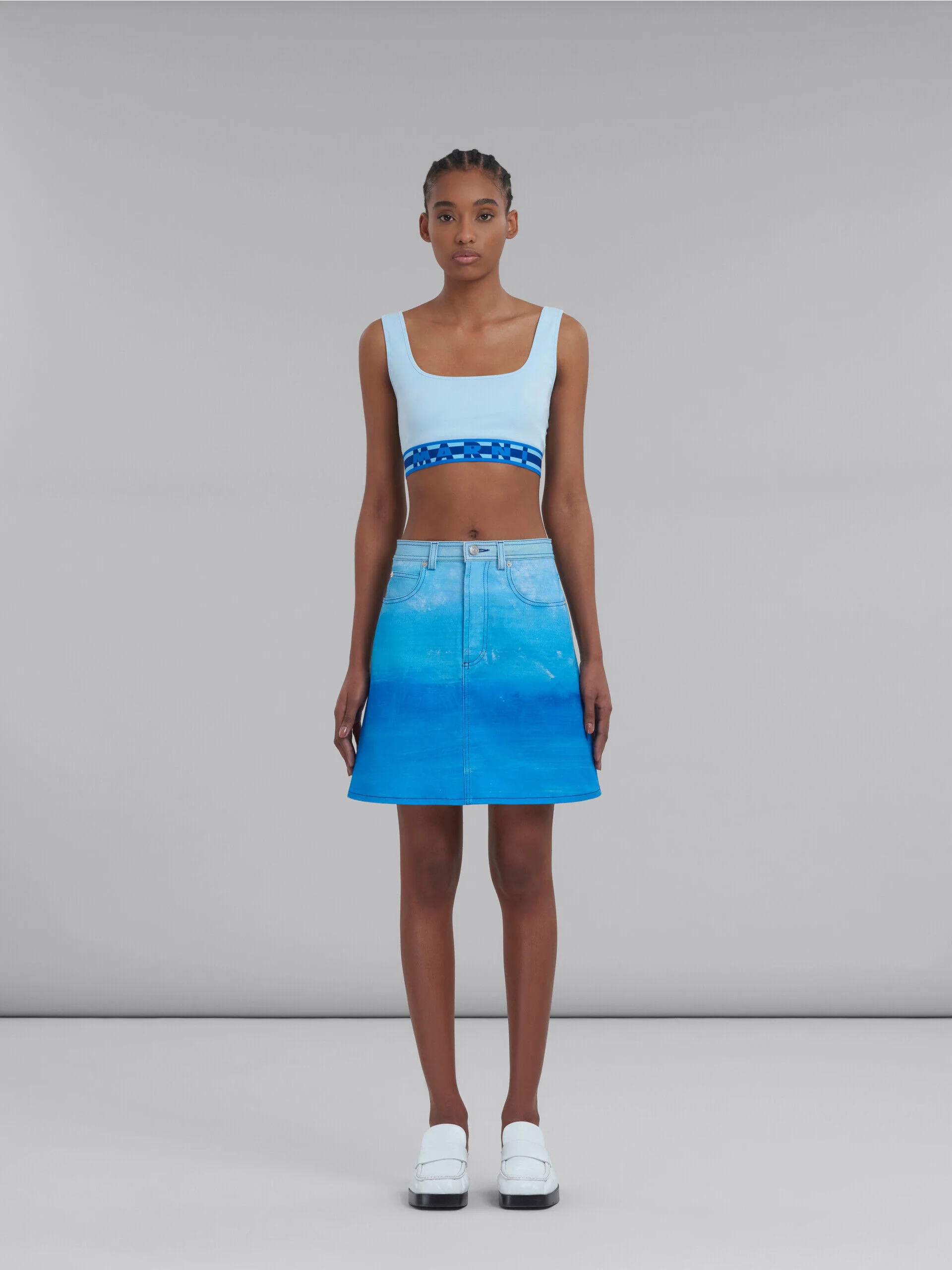 MARNI WOMEN'S VIVID BLUE DENIM MINI SKIRT - Image 2