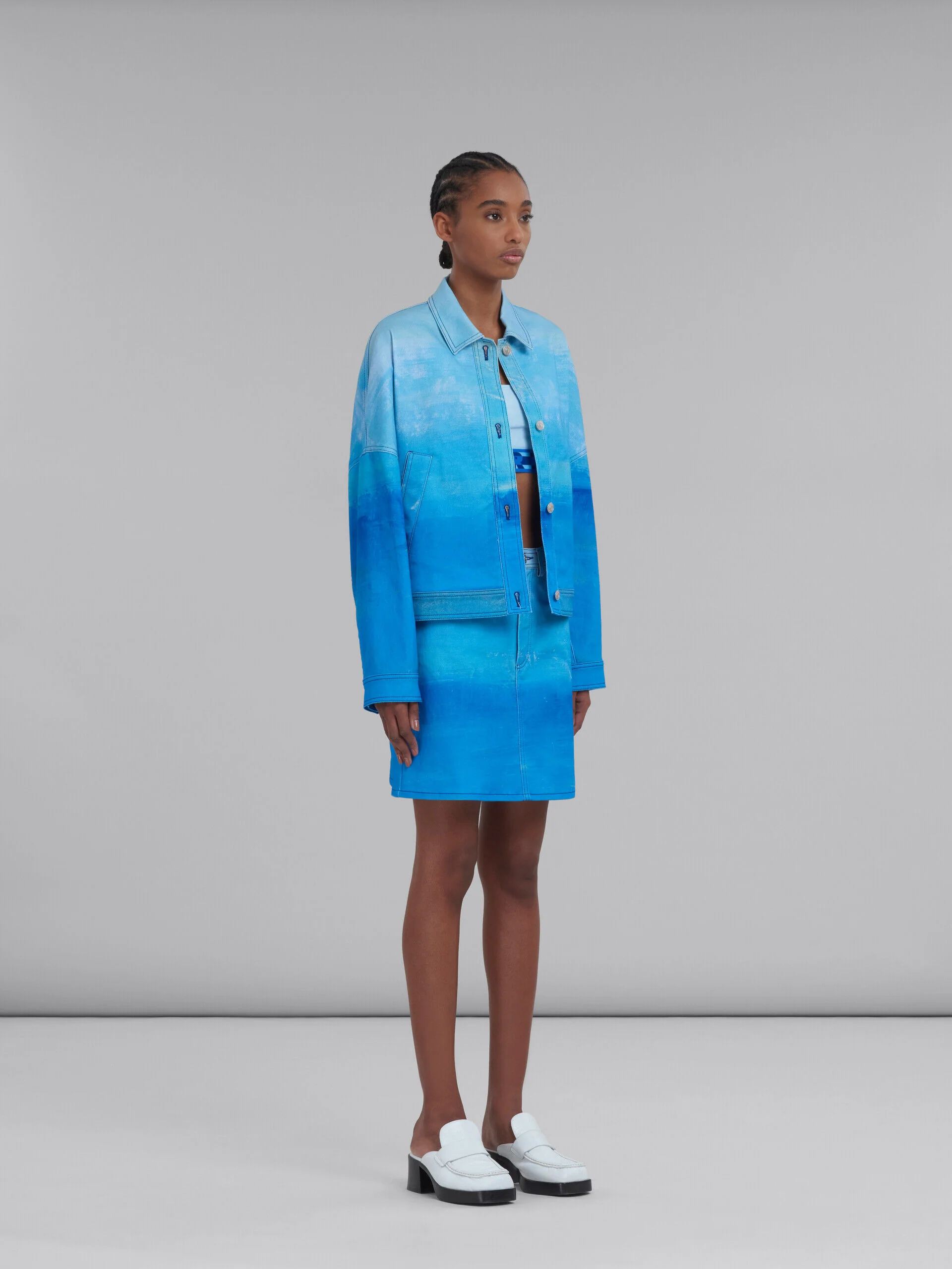 MARNI WOMEN'S VIVID BLUE DENIM MINI SKIRT - Image 5