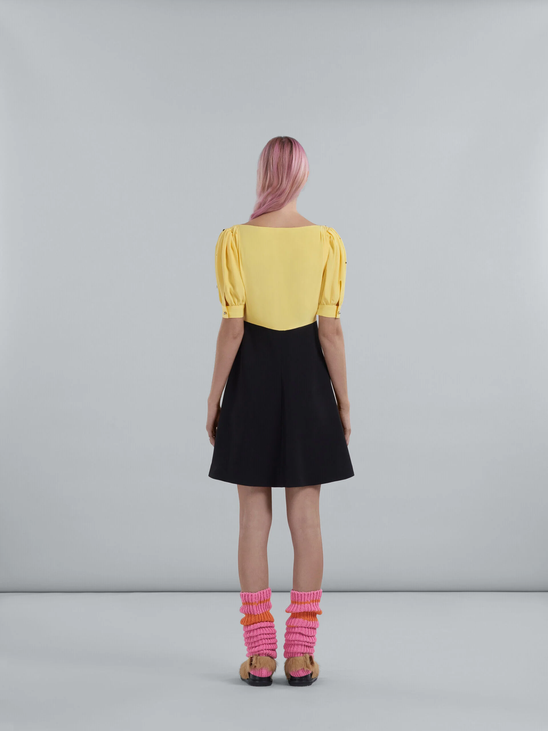 MARNI WOMEN'S YELLOW EMBROIDERED PUFF SLEEVE DRESS - Image 3