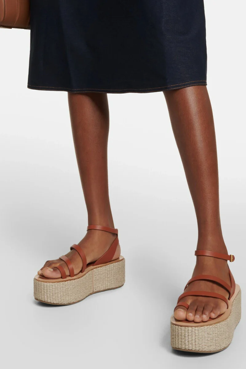Max Mara Biarritz Leather Platform Espadrilles - Image 3