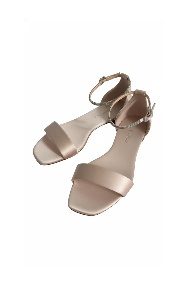 Max Mara ELI Satin Silk and Leather Flat Sandals 23452123316