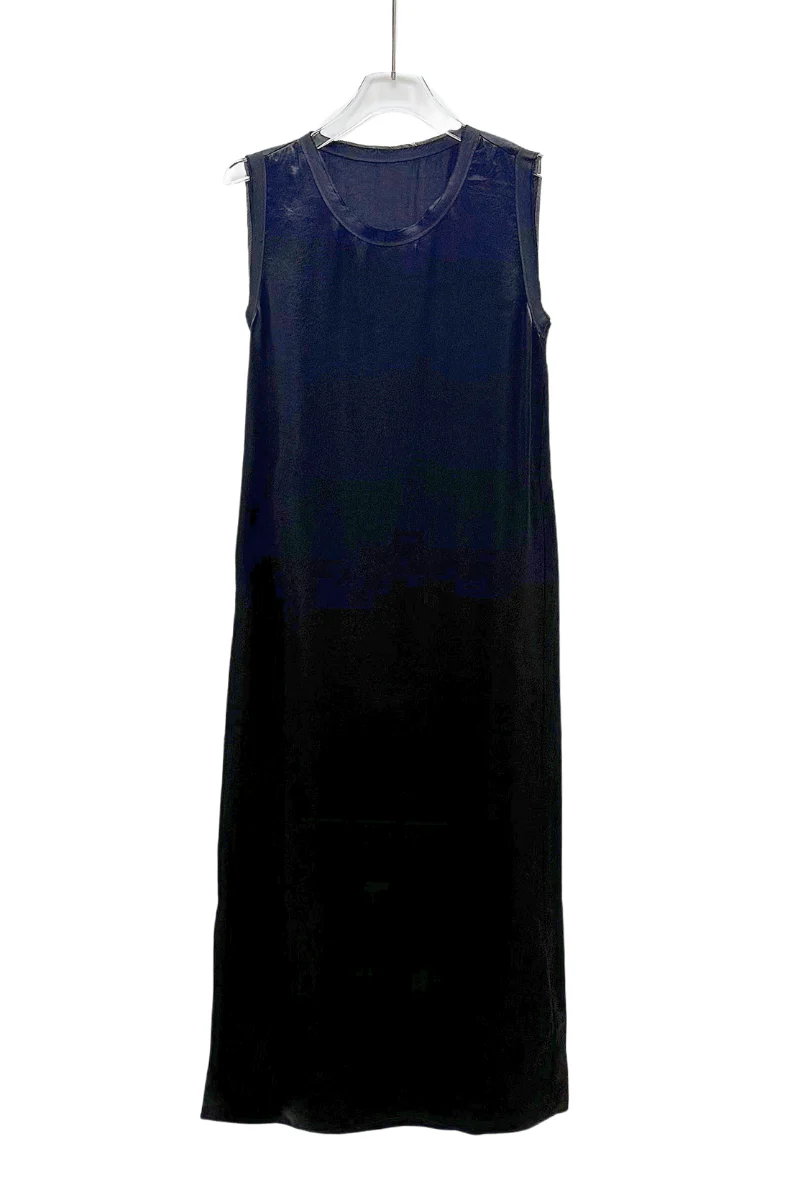 Max Simple Acetate Slip Dress Black