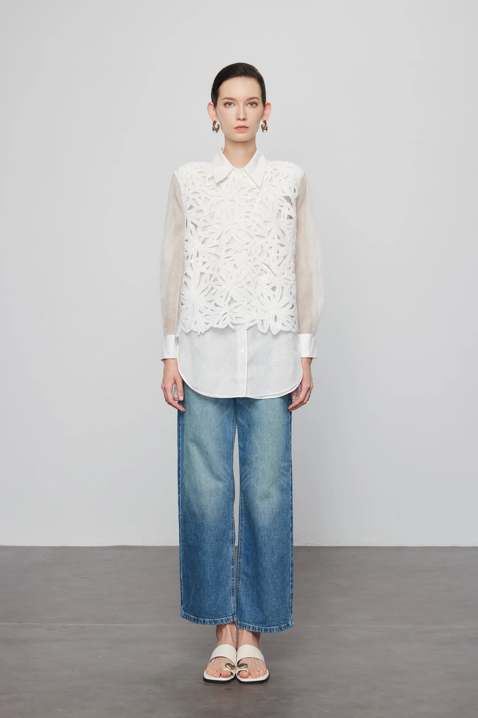 Max Simple Beaded Crochet  Vest White