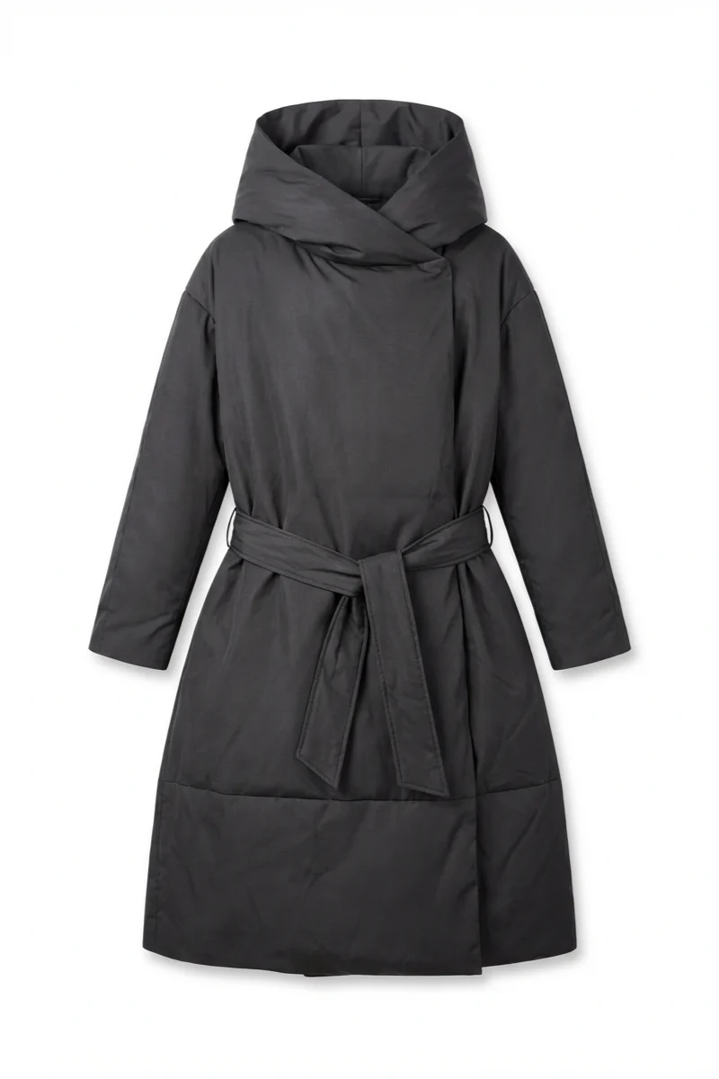 Max Simple Belted Long Down Jacket _Black