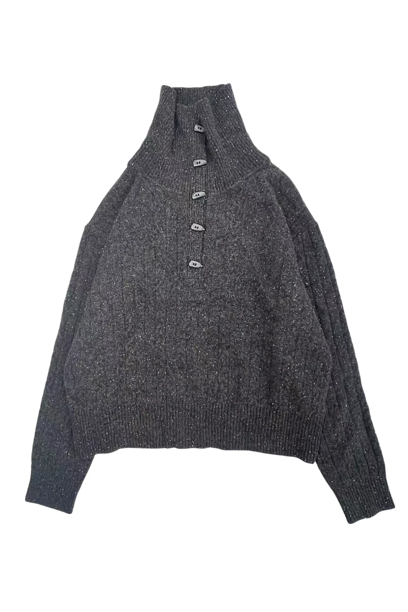 Max Simple Camp - Collar Knit Sweater - Grey