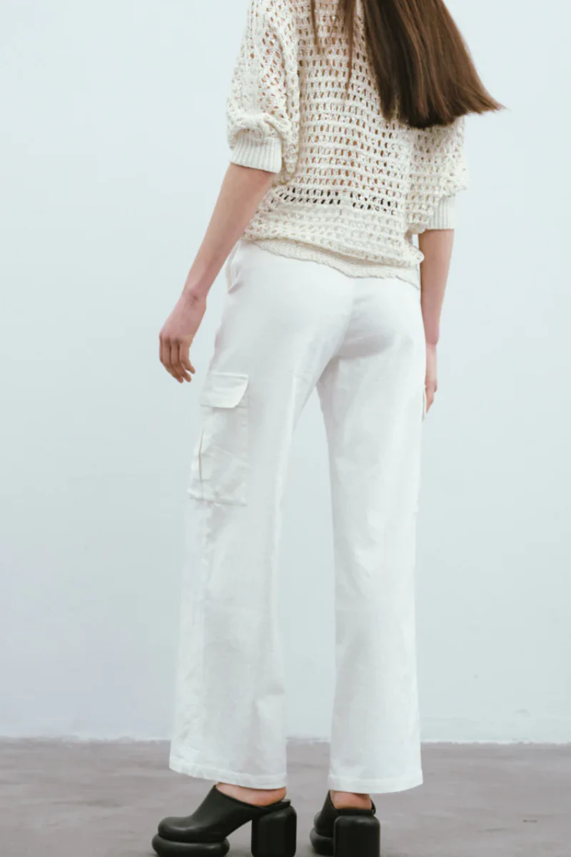 Max Simple Casual Cargo Pants White - Image 3