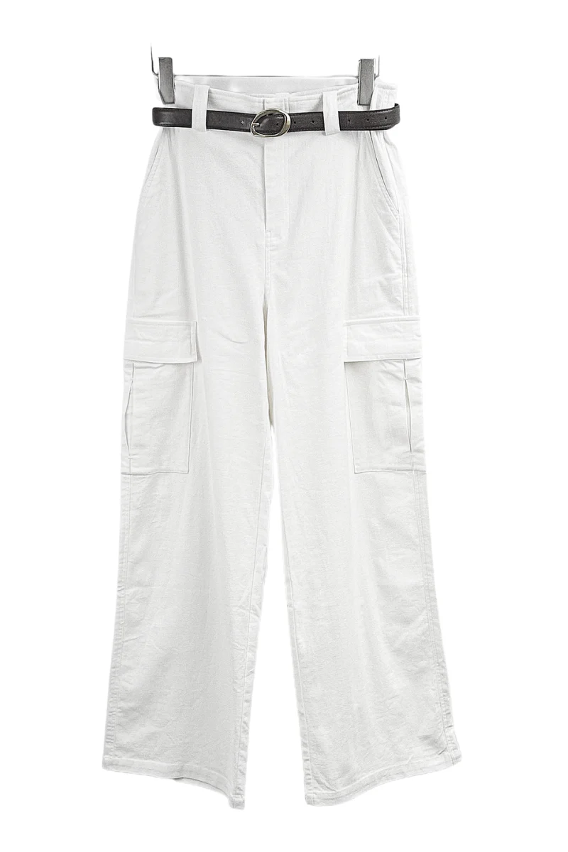 Max Simple Casual Cargo Pants White - Image 4