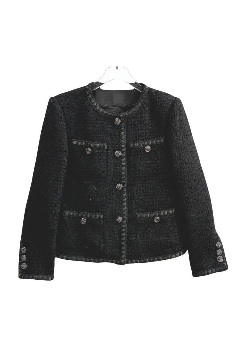Max SimpleĀ Classic Tweed Jacket Black