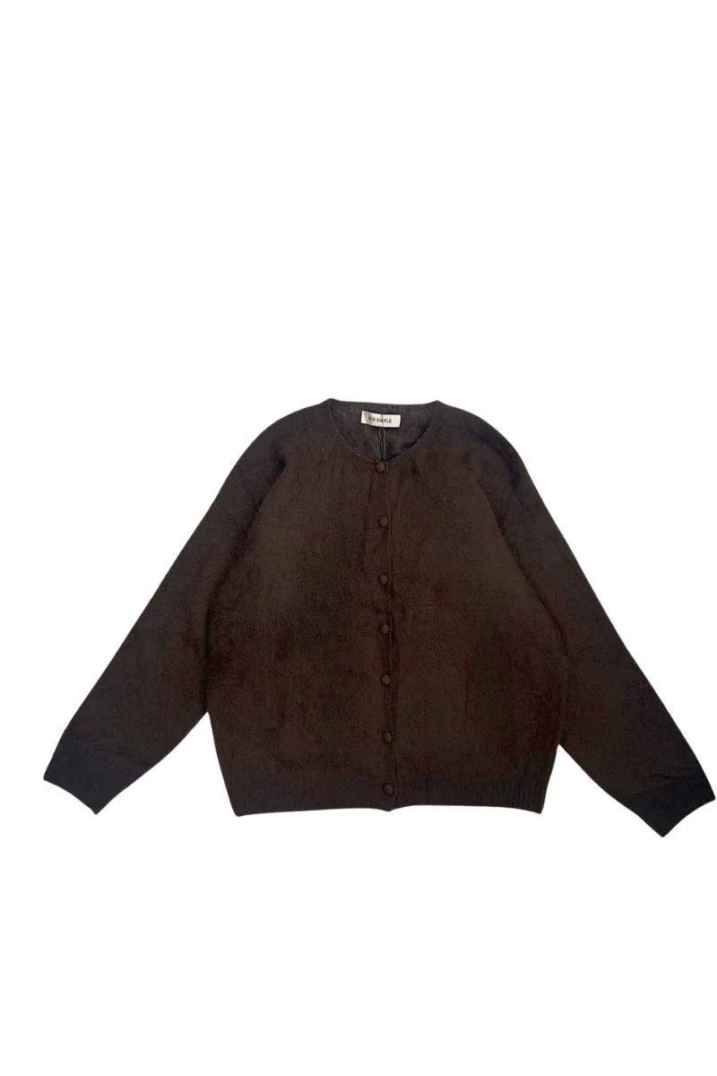 Max Simple Cloud-Knit Wool Cardigan_Brown