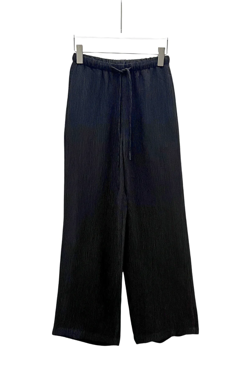 Max Simple Crinkled Drawstring Pants Black