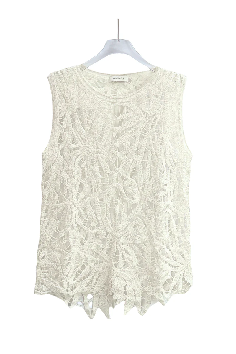 Max Simple Crochet Knit Vest White
