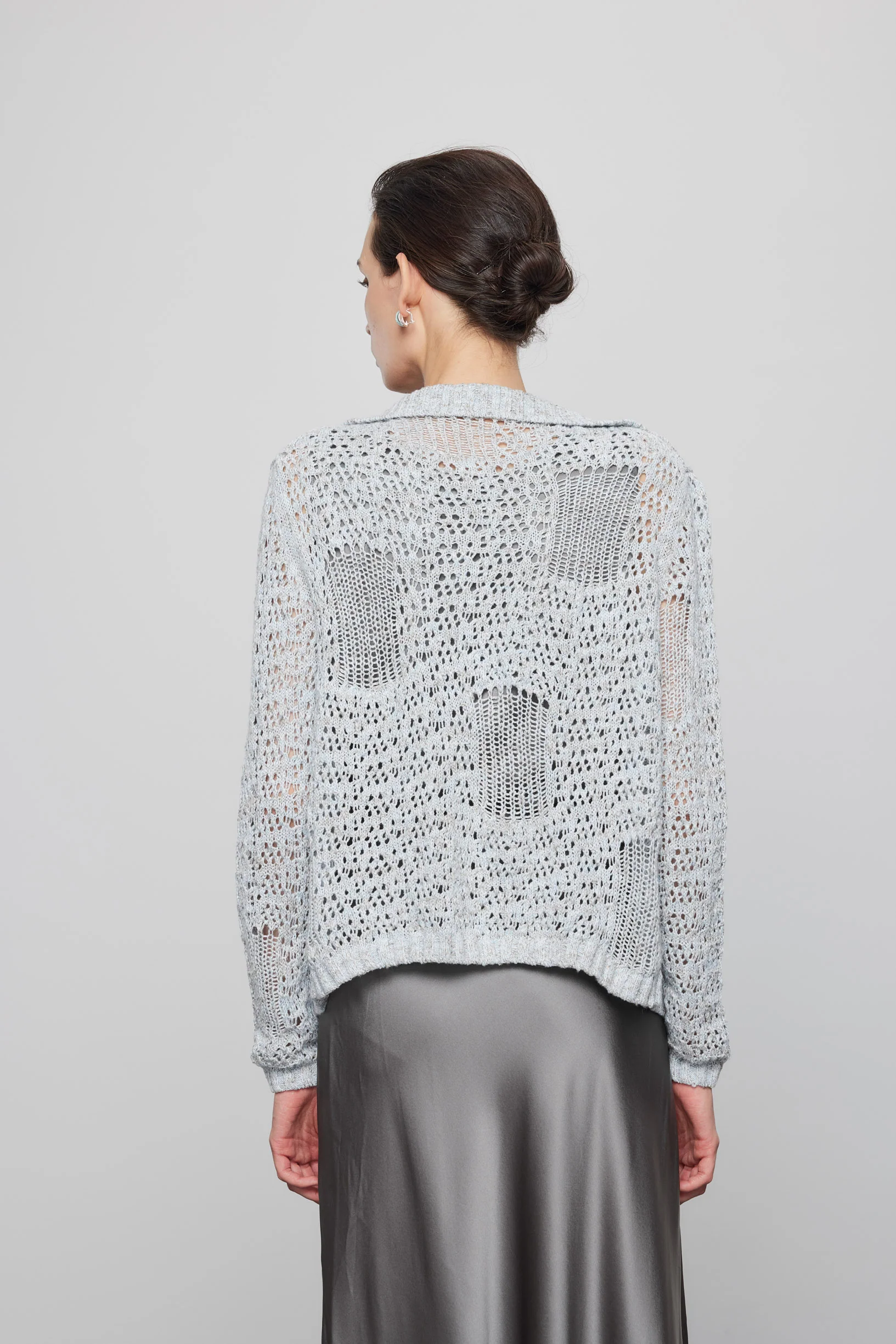 Max Simple Crochet Notch Collar Cardigan_Baby Blue - Image 2