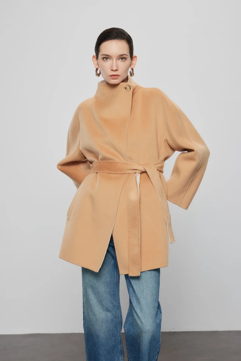 Max Simple 
Dual-Tone Oversized Coat-Camel And White - Image 2
