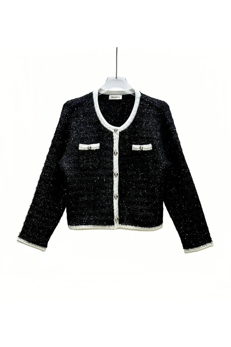 Max Simple Essential Cashmere Cardigan - Black