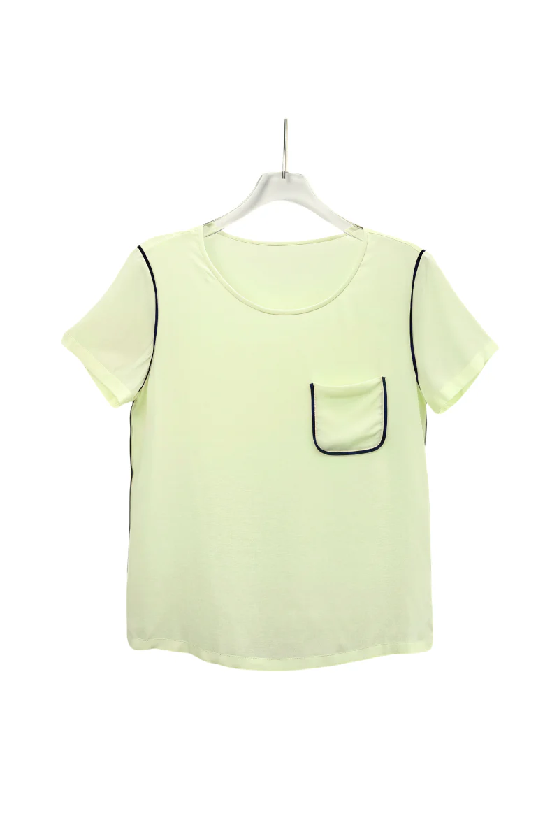 Max Simple Essential Silk Shirt with Pocket Lime Cream