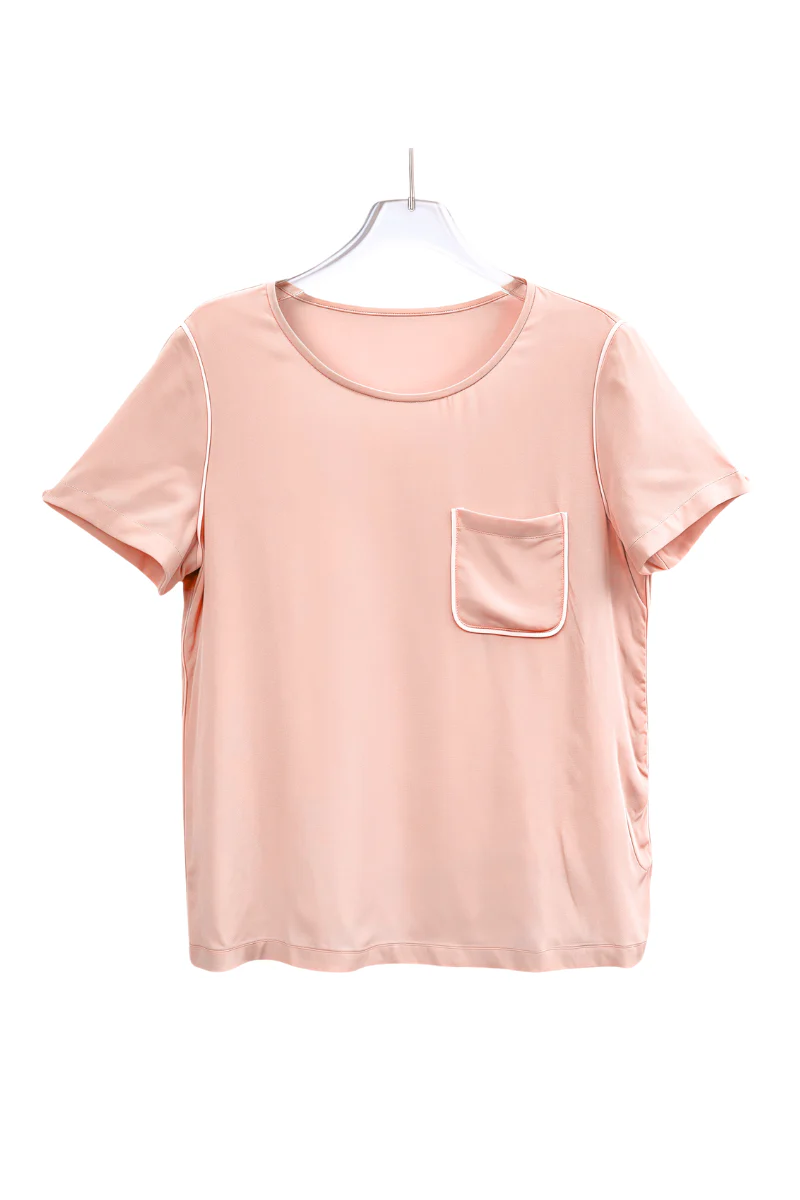 Max Simple Essential Silk Shirt with Pocket Pale Pink