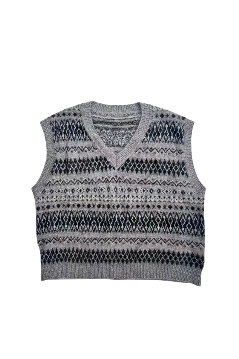 Max Simple Fair Isle Vest_Grey