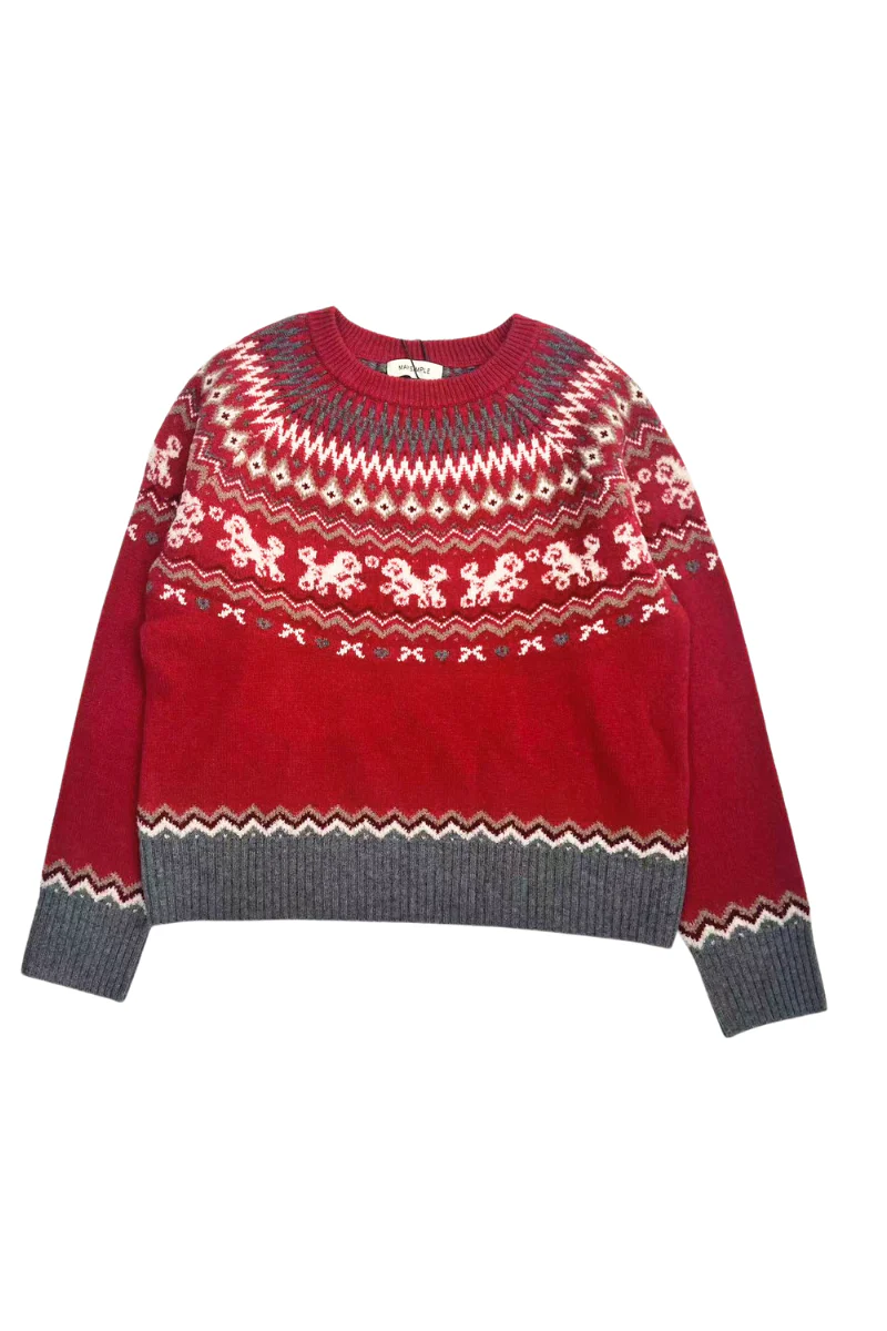 Max Simple Fair Isle Wool Knitwear_Red