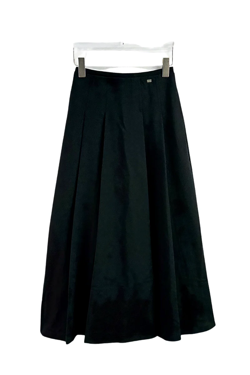 Max Simple Fitted Waist Pleated Skirt Black