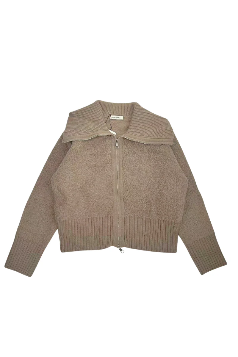 Max Simple Fluffy Wool Cardigan _Brown