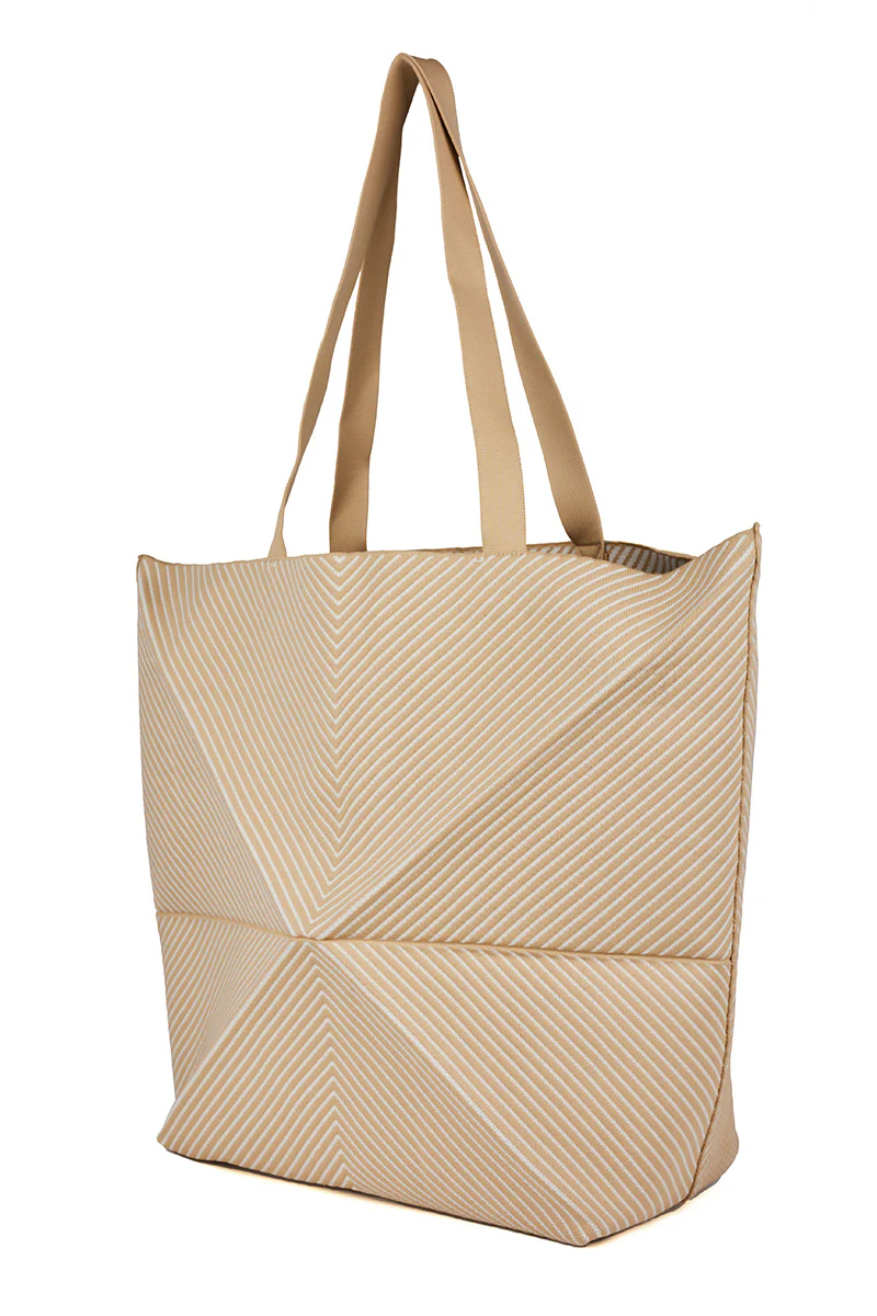 Max Simple Foldable Small Knit Bag Beige/White