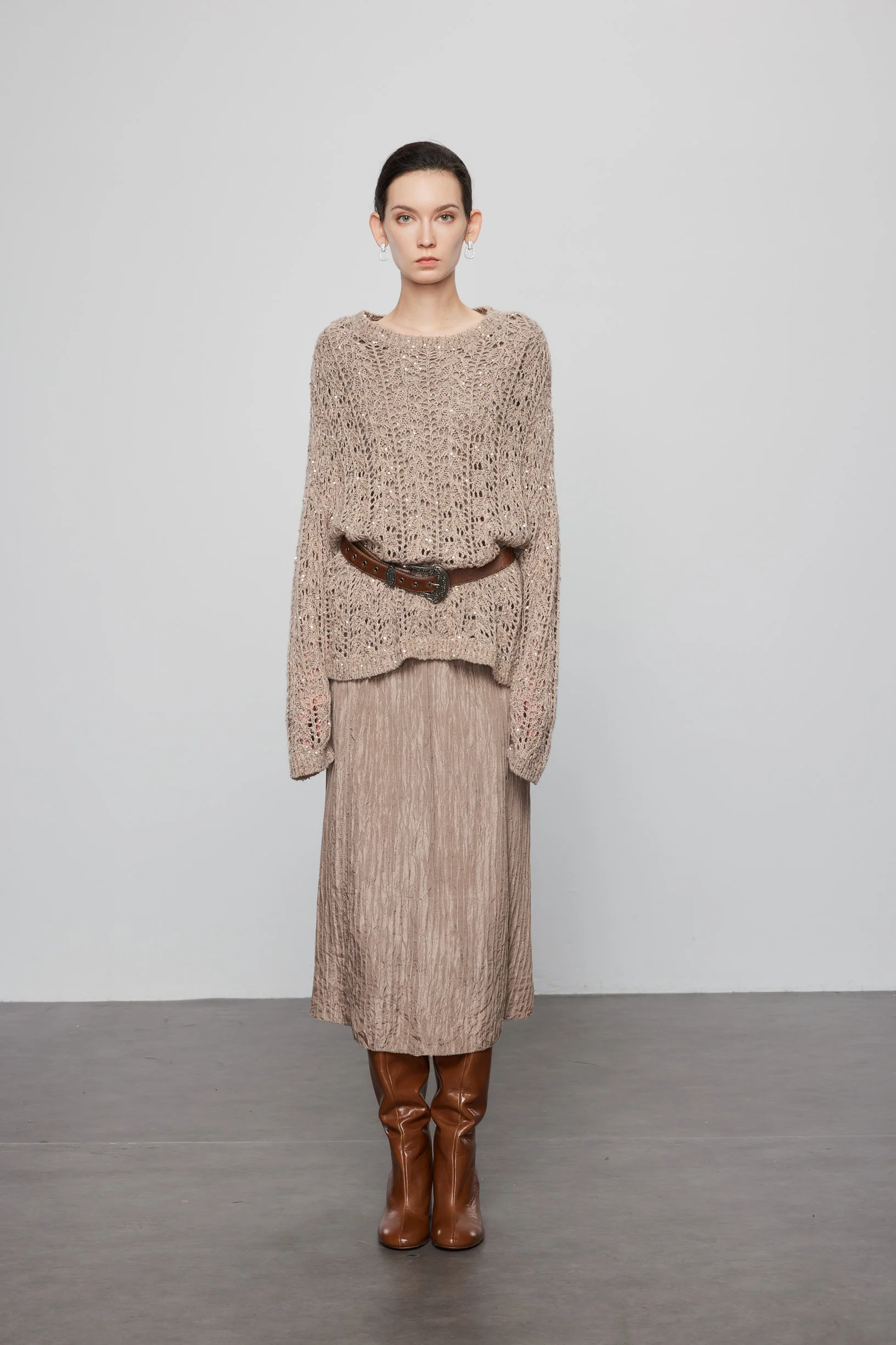 Max Simple Hand-Beaded Cashmere Pullover_Oatmeal - Image 5