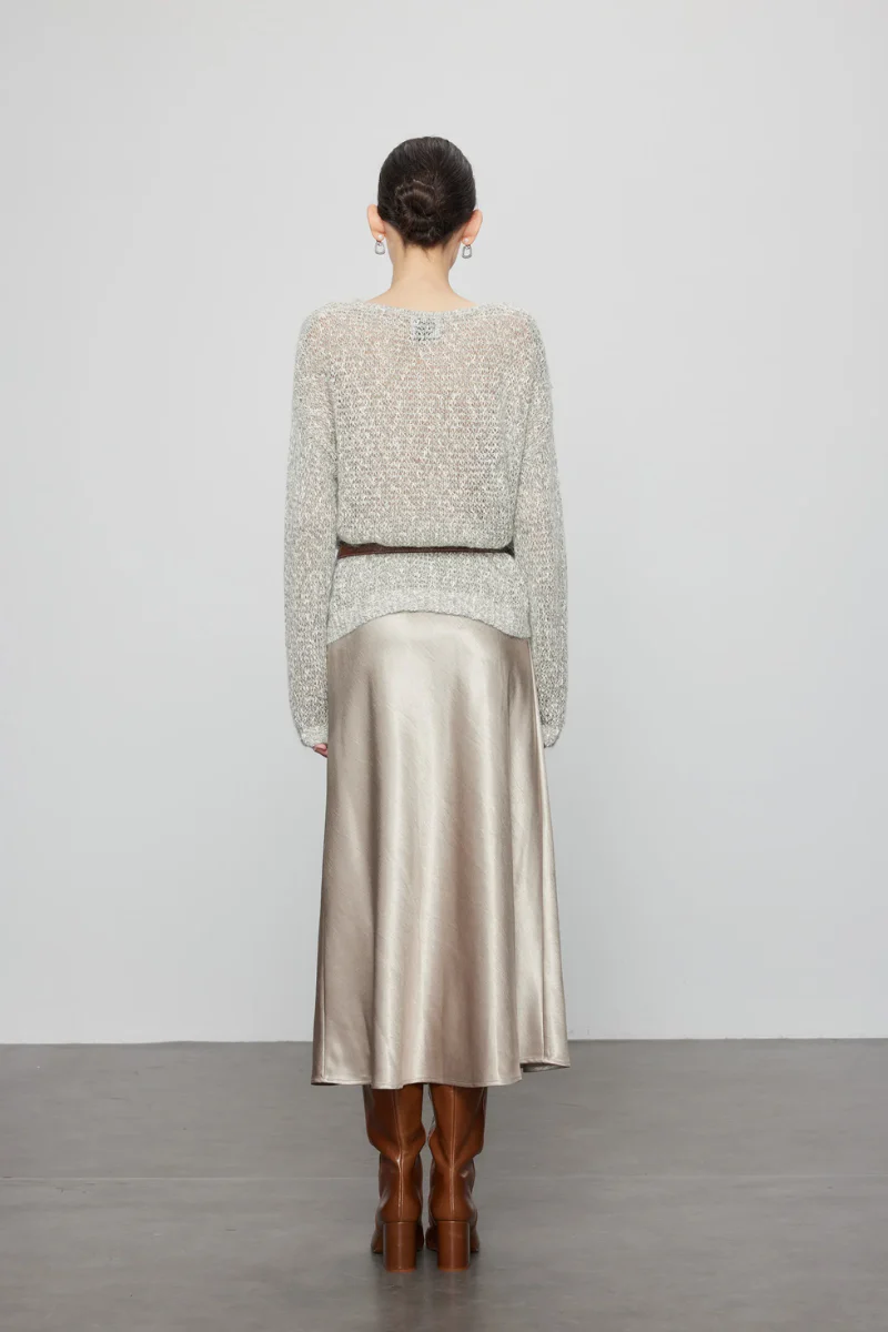 Max Simple Heather Grey Sweater With Crochet Details - Image 2