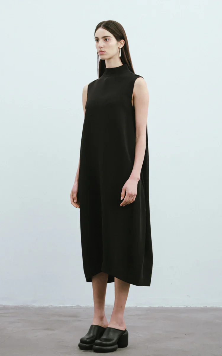 Max Simple Heavy Silk Crepe Dress Black - Image 2