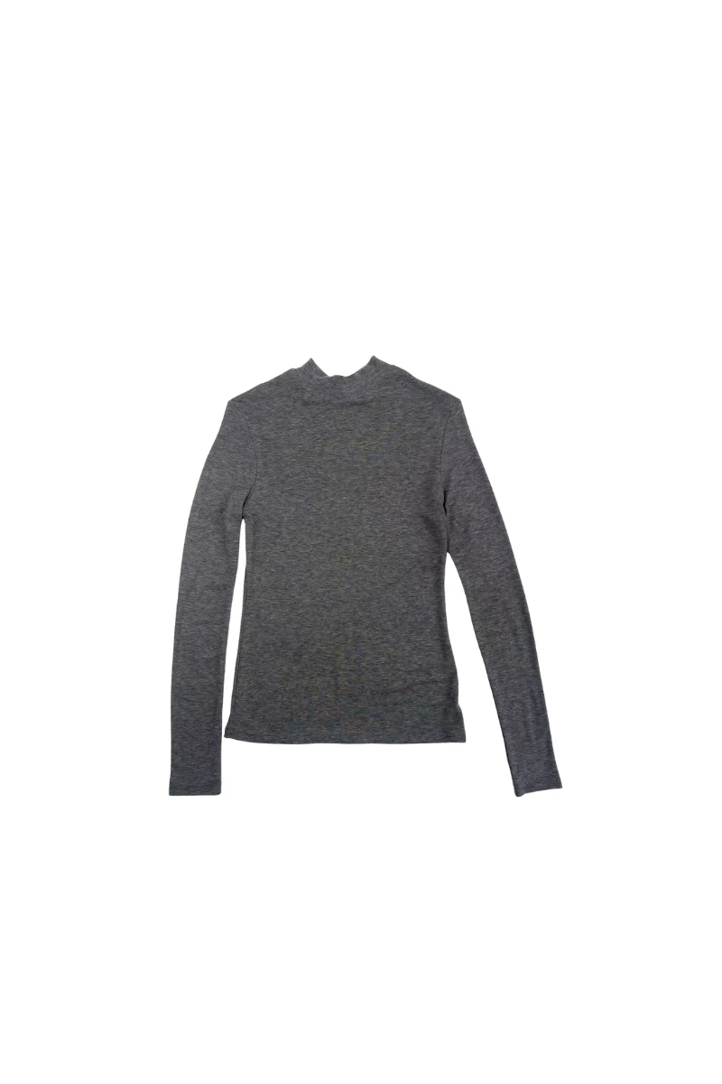 Max Simple Lyocell Wool Mock Neck Top_Grey