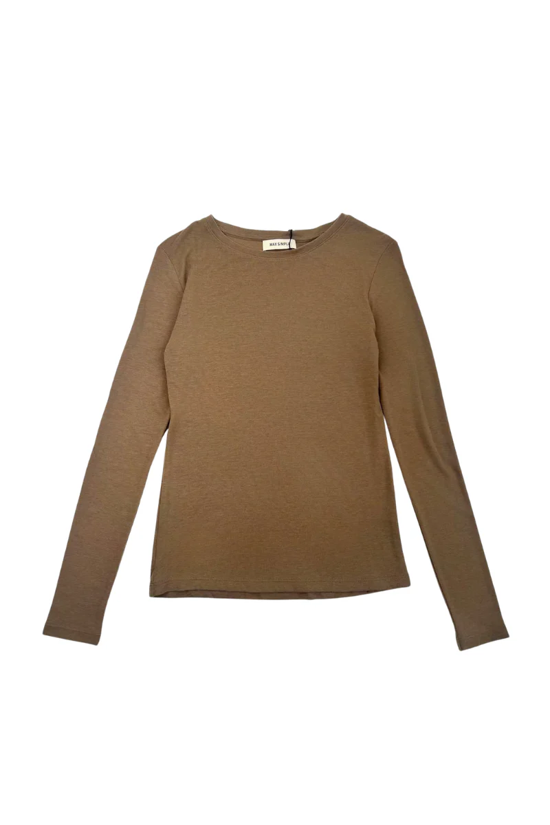 Max Simple Lyocell Wool Top_Khaki