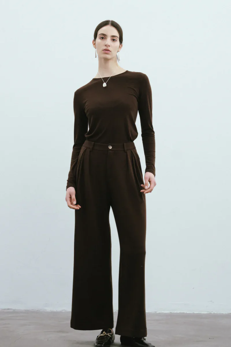 Max Simple Lyocell Wool Top_Mocca