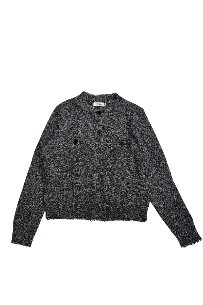 Max Simple Melange Cardigan_Black
