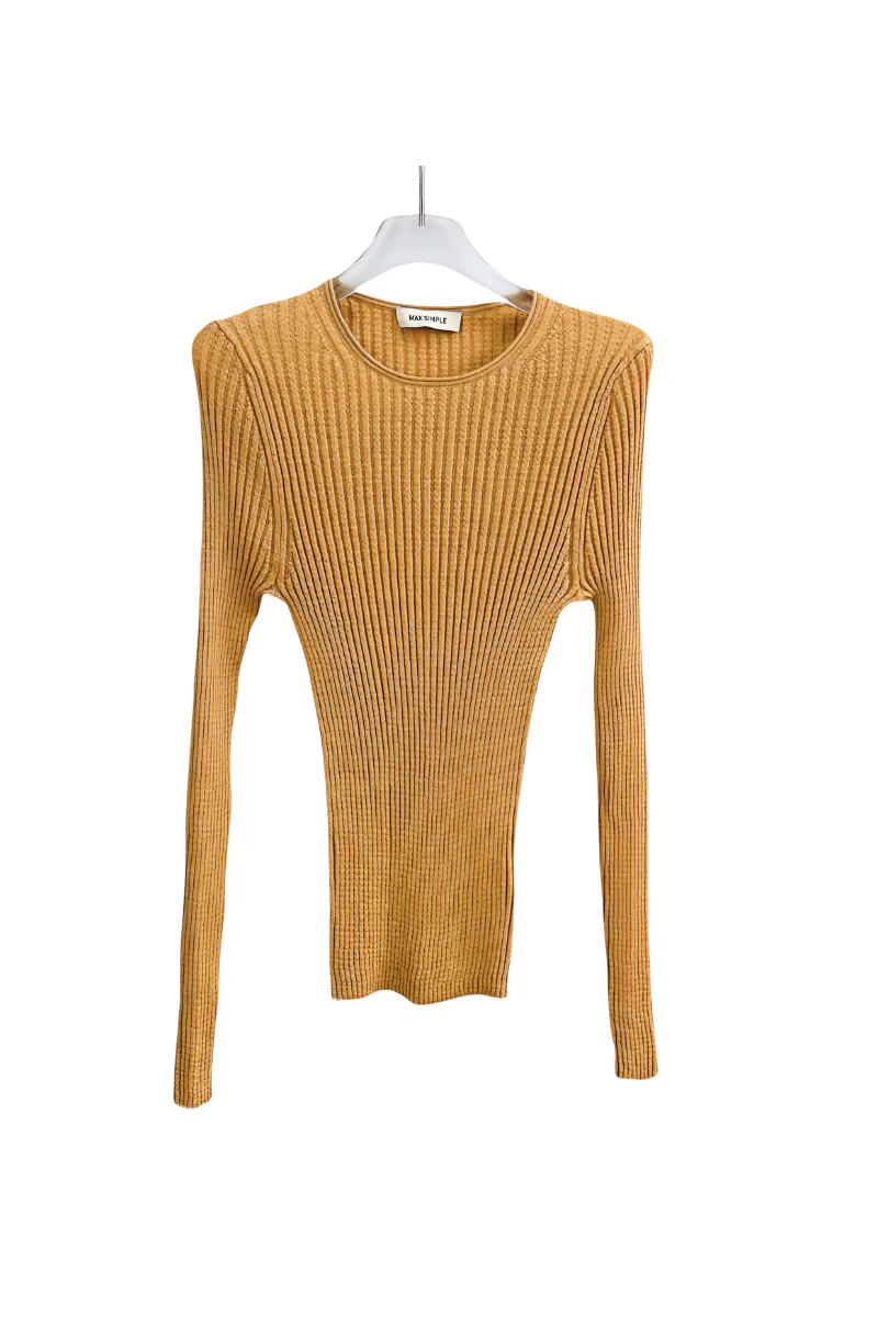 Max Simple Merino Wool Crewneck Sweater Camel