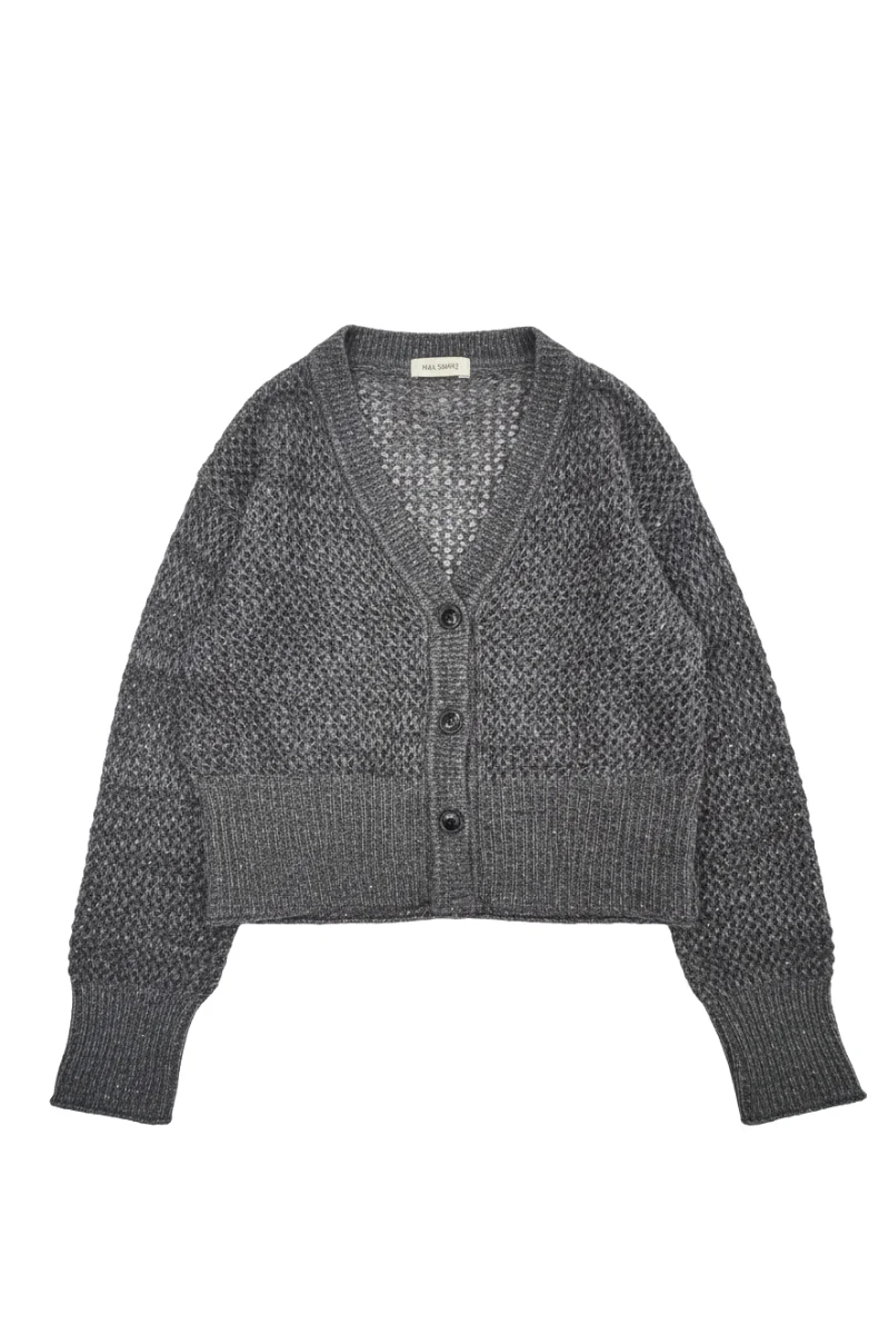 Max Simple Mesh Lurex Cardigan - Charcoal