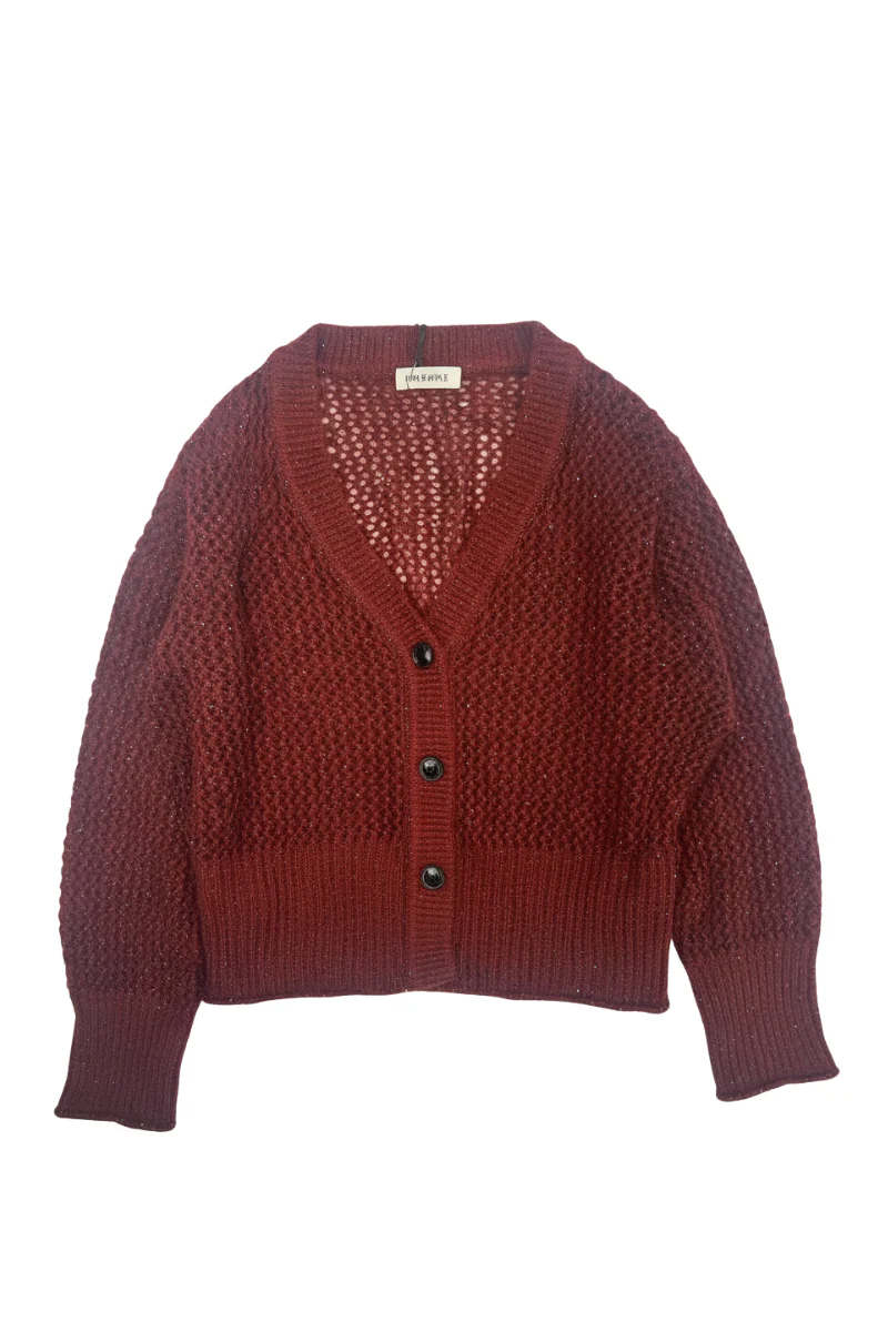 Max Simple Mesh Lurex Cardigan - Red