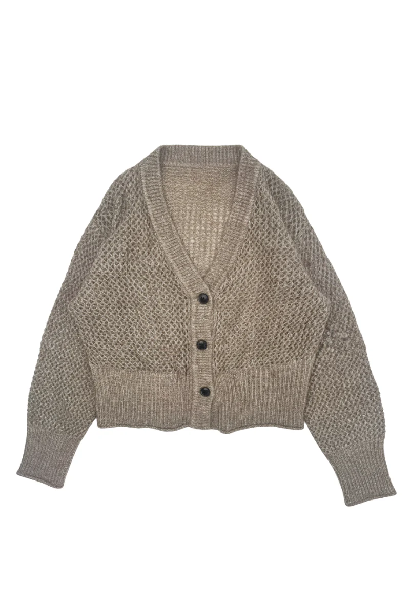 Max Simple Mesh Lurex Cardigan - Taupe