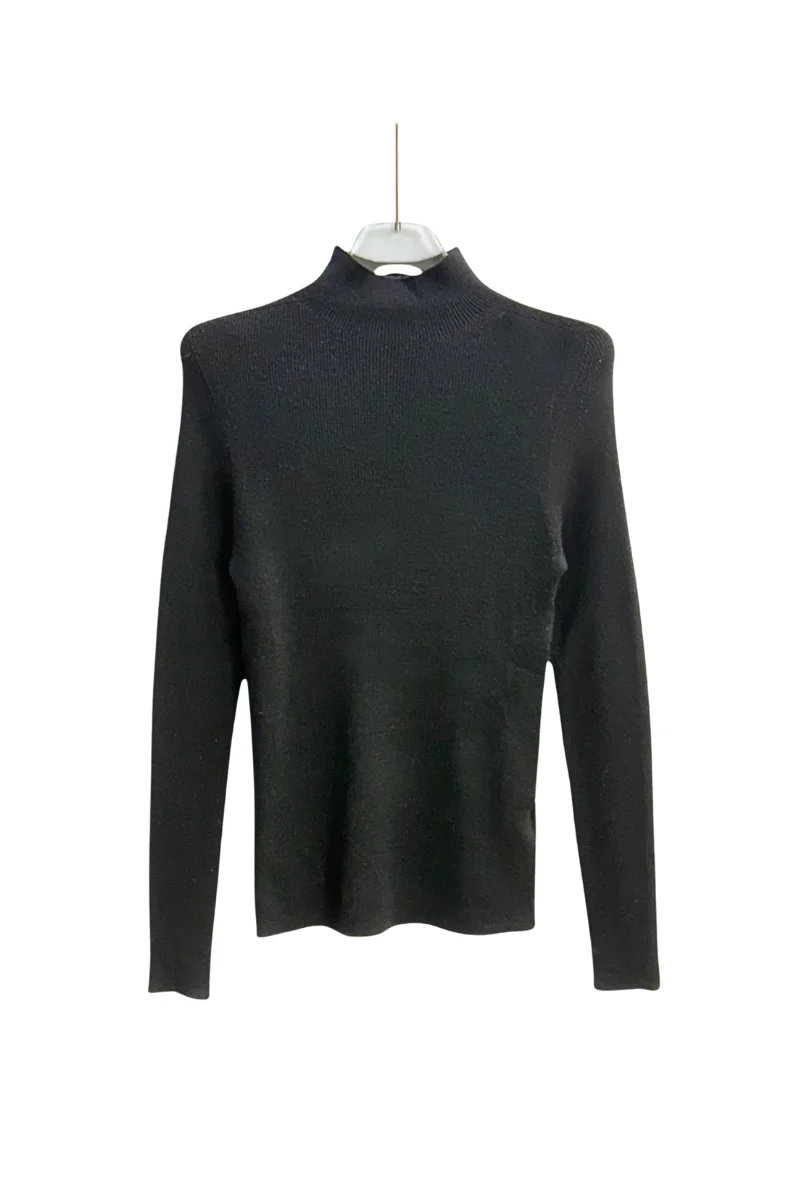 Max Simple Mock Neck Wool Top Black