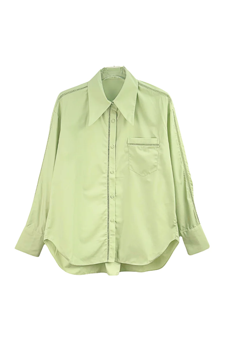 Max Simple Patch Pocket Shirt Pale Green