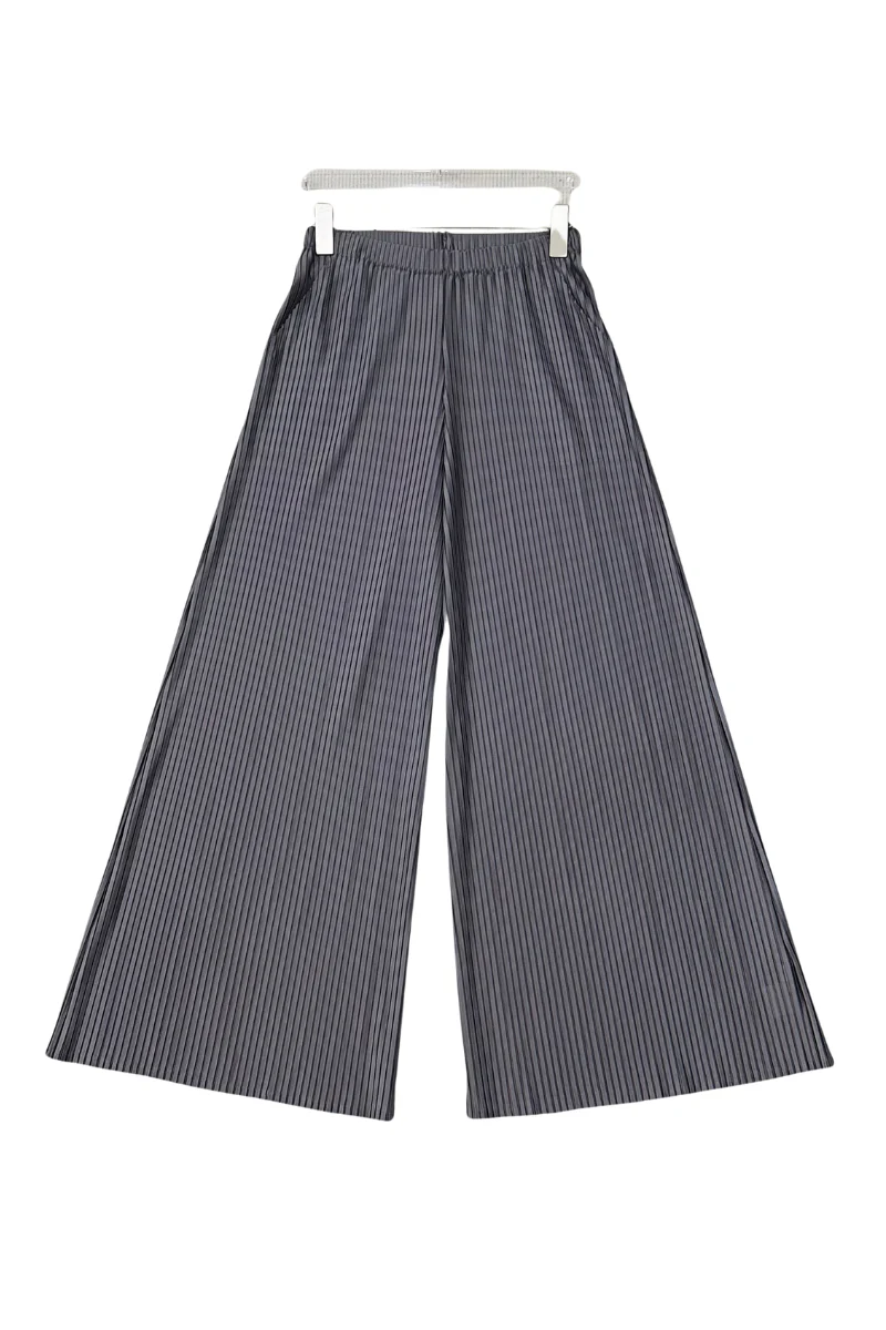 Max Simple Pleated Elastic Waist Pants Grey