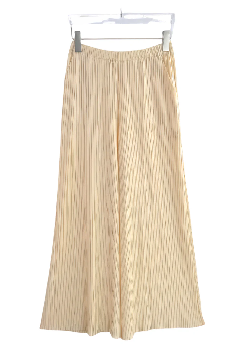 Max Simple Pleated Elastic-Waist Pants Ivory