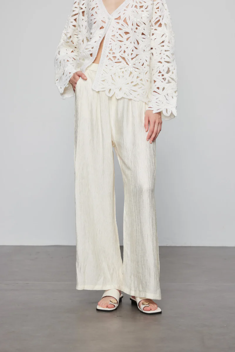 Max Simple Pleated Pants White - Image 2